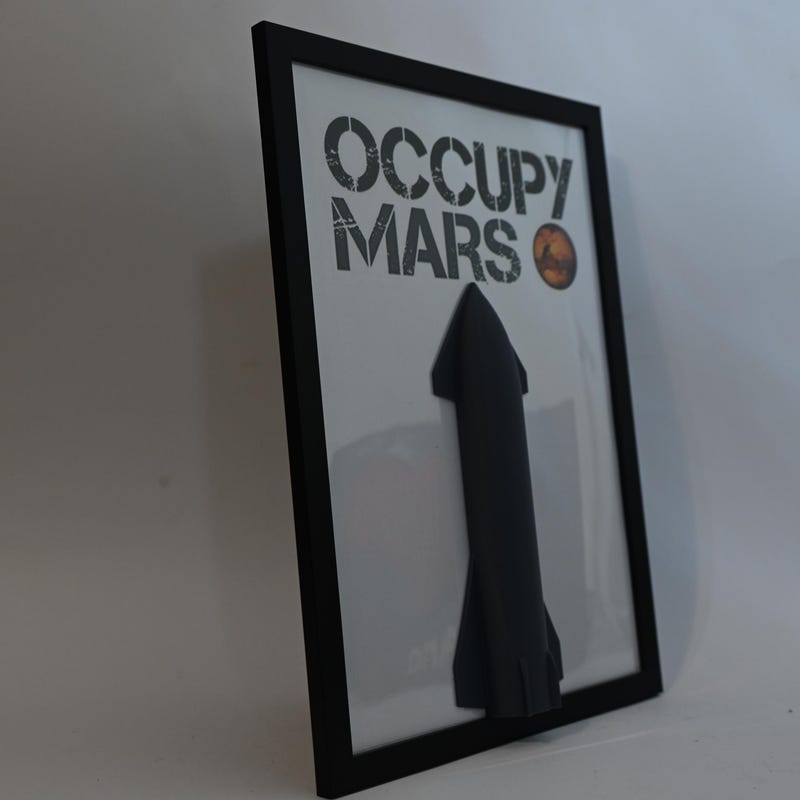 3D model SpaceX Starship v okvirju – tehnični prikaz ali motiv Occupy Mars
