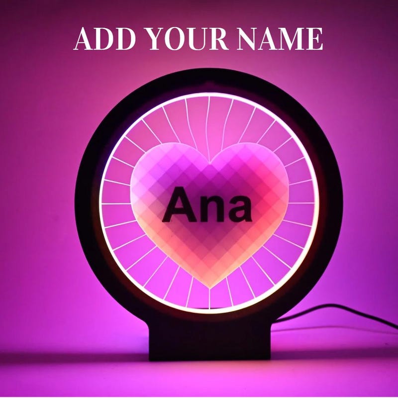 Personalizirana RGB-svetilka v obliki srca, z imenom ali brez, napajanje USB
