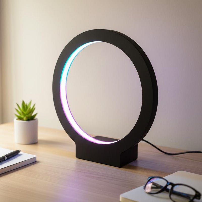 RGB namizna svetilka Halo, 24 cm, USB, aplikacija in daljinec