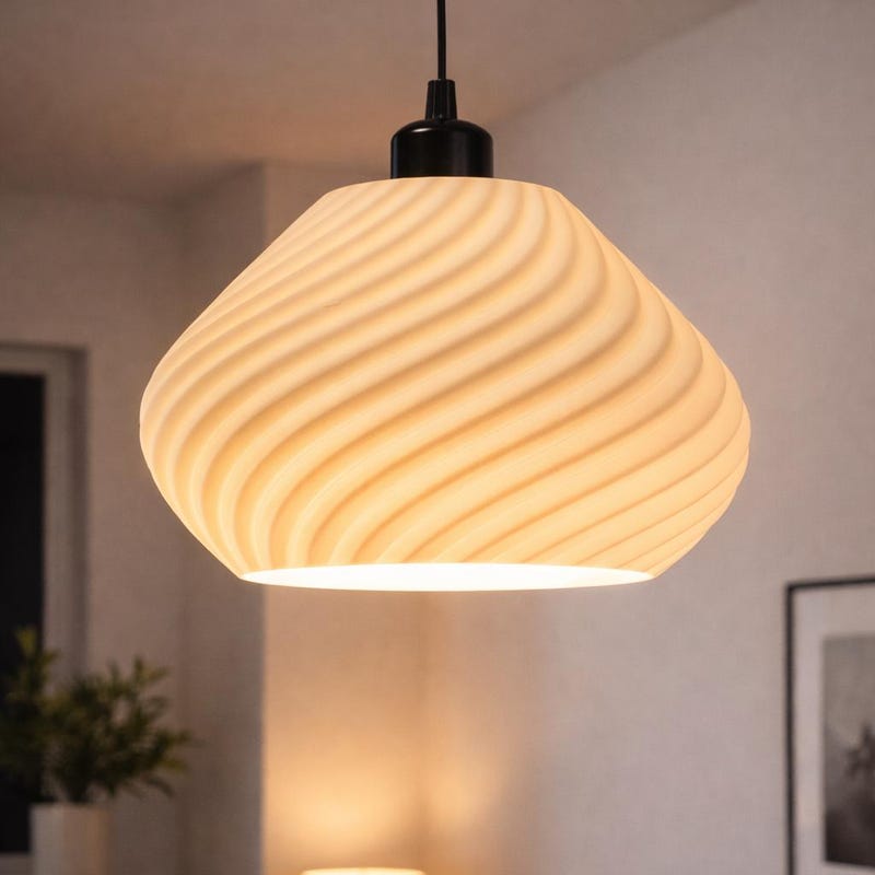 Spiralna viseča svetilka, 32 cm, z LED-sijalko E27 in stropnim kompletom